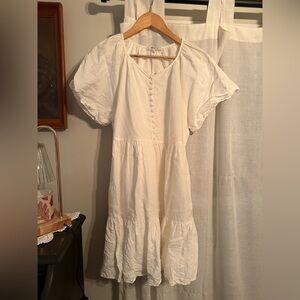 Madewell Cream Button-Front Midi Dress